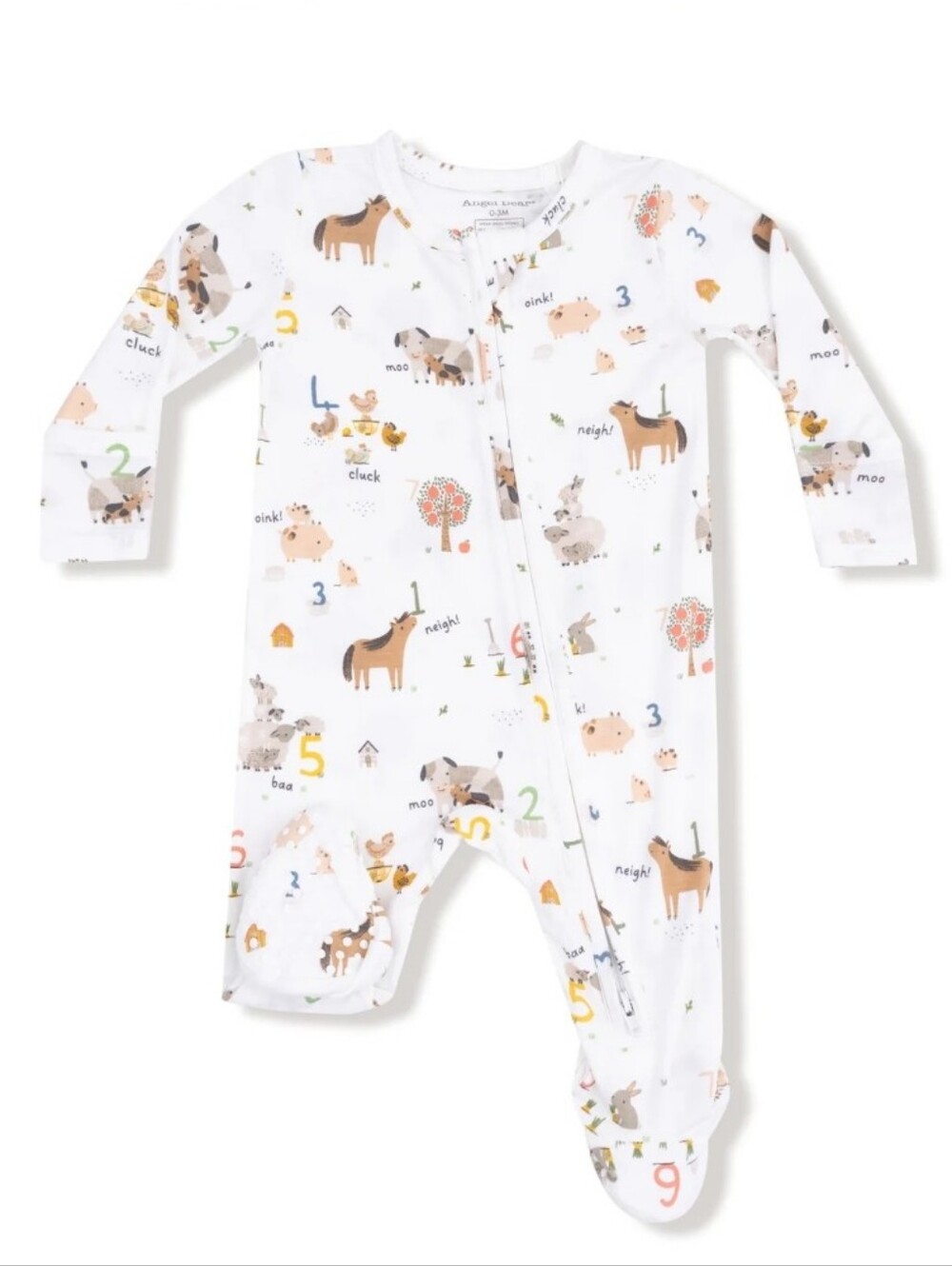 Angel Dear Farm Sounds Bamboo Zipper Footie